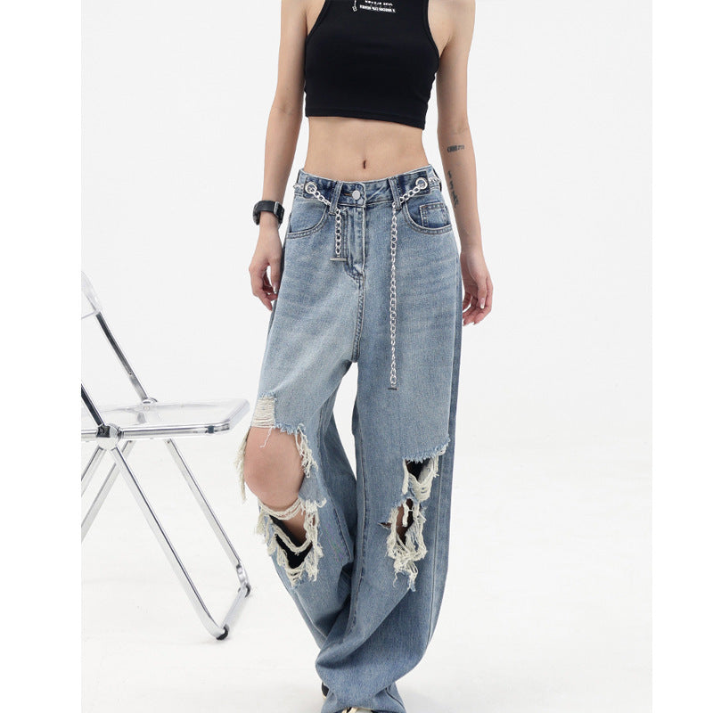 Jean Large Déchiré Femme – Léger et Stylé
