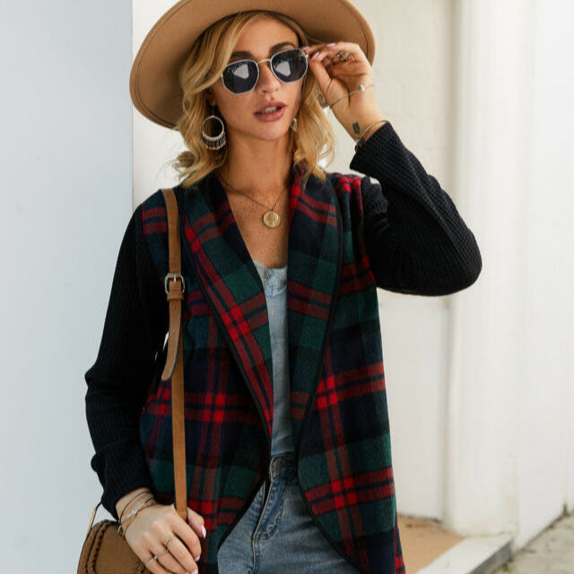 Manteau Imprimé à Carreaux pour Femme