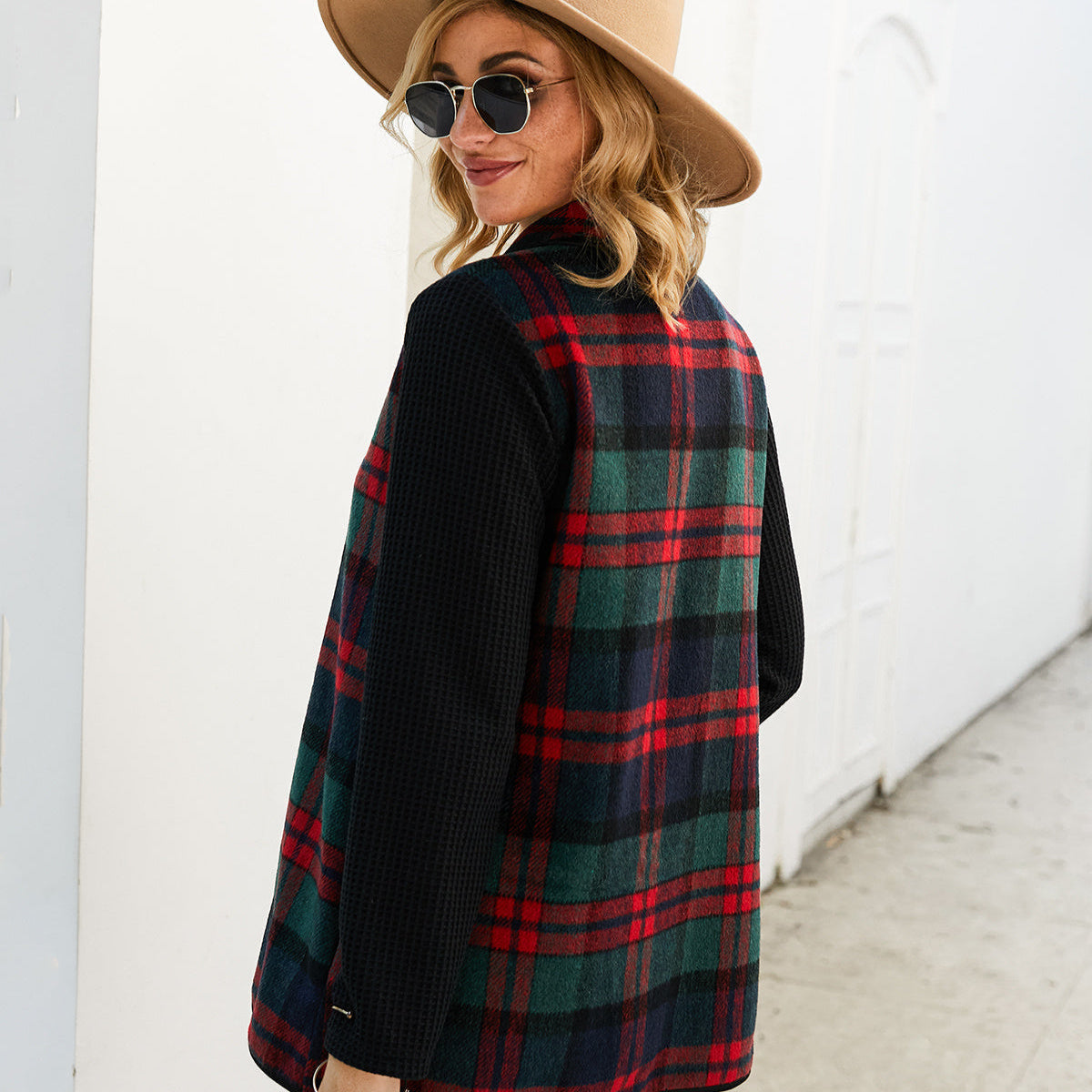 Manteau Imprimé à Carreaux pour Femme
