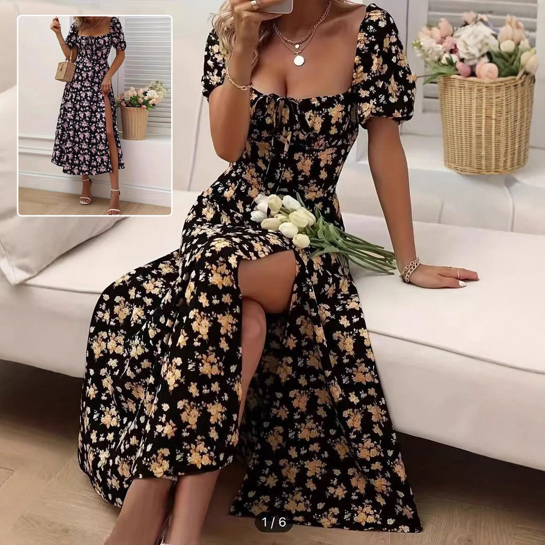 Robe Fleurie Fendue d'Été