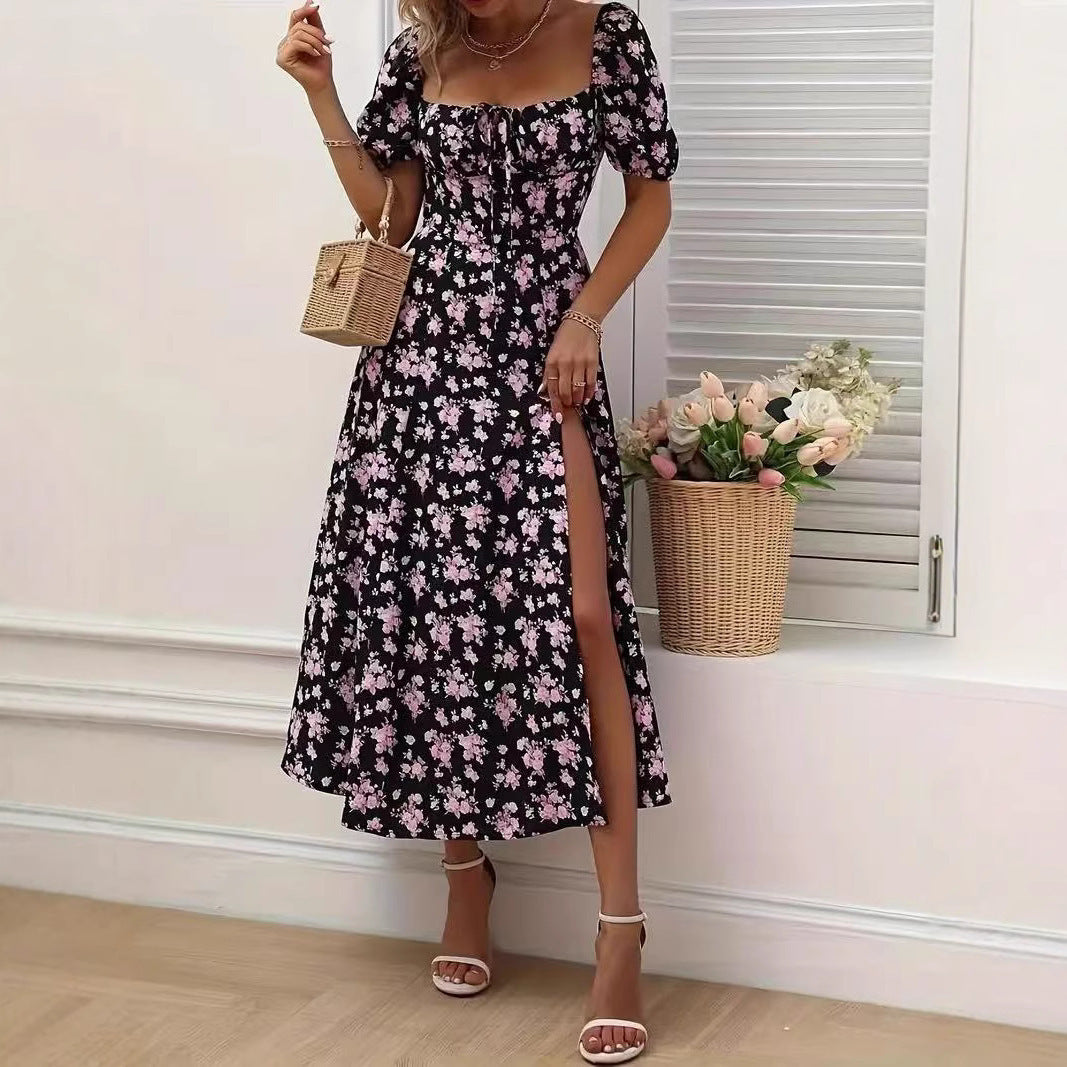 Robe Fleurie Fendue d'Été