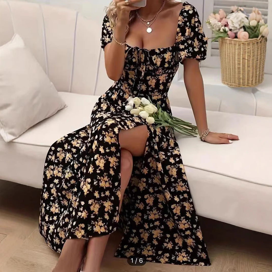 Robe Fleurie Fendue d'Été