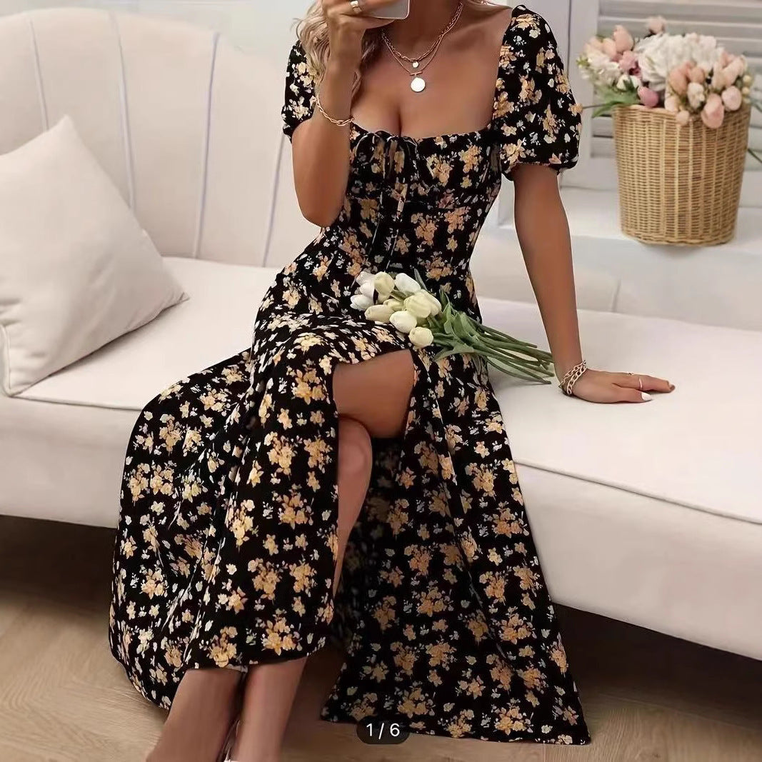 Robe Fleurie Fendue d'Été