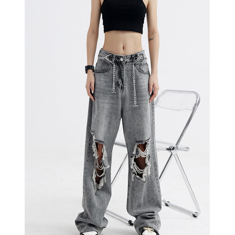 Jean Large Déchiré Femme – Léger et Stylé