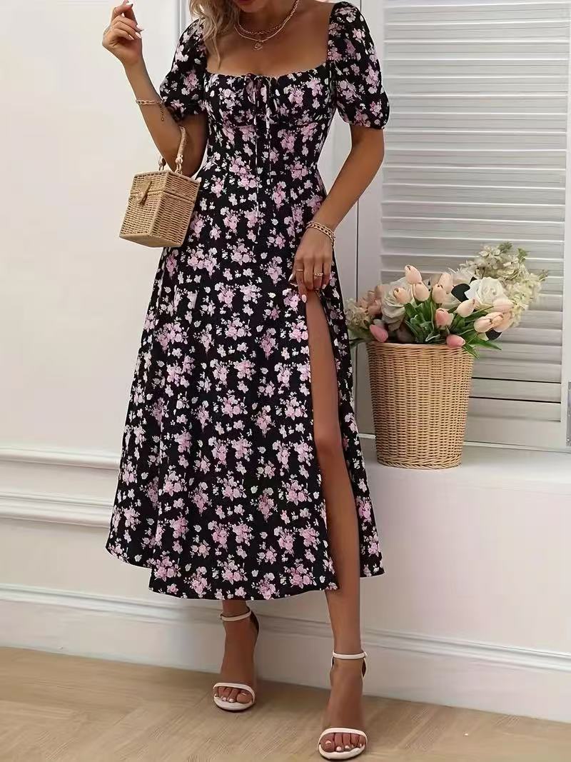 Robe Fleurie Fendue d'Été