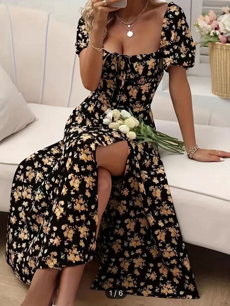Robe Fleurie Fendue d'Été