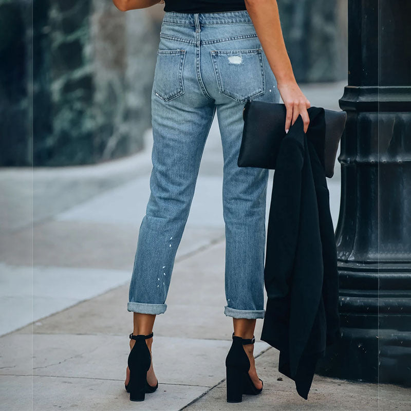 Jean Droit 7/8 Washed – Élégance Décontractée, Esprit Urbain