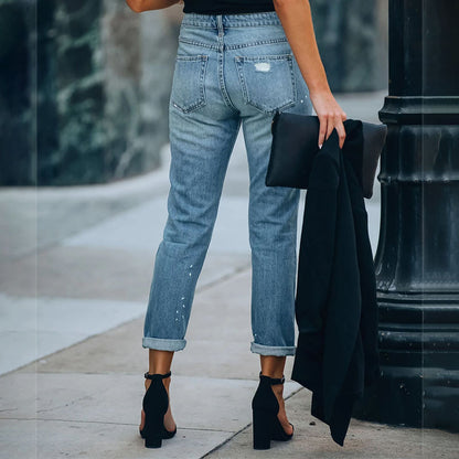 Jean Droit 7/8 Washed – Élégance Décontractée, Esprit Urbain