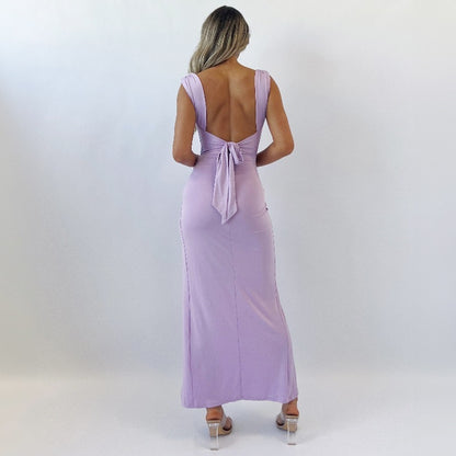 Robe Fendue Dos Noué Chic