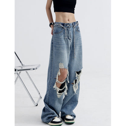 Jean Large Déchiré Femme – Léger et Stylé