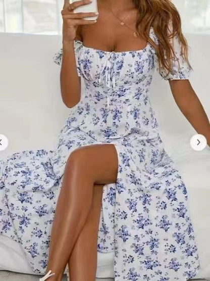Robe Fleurie Fendue d'Été