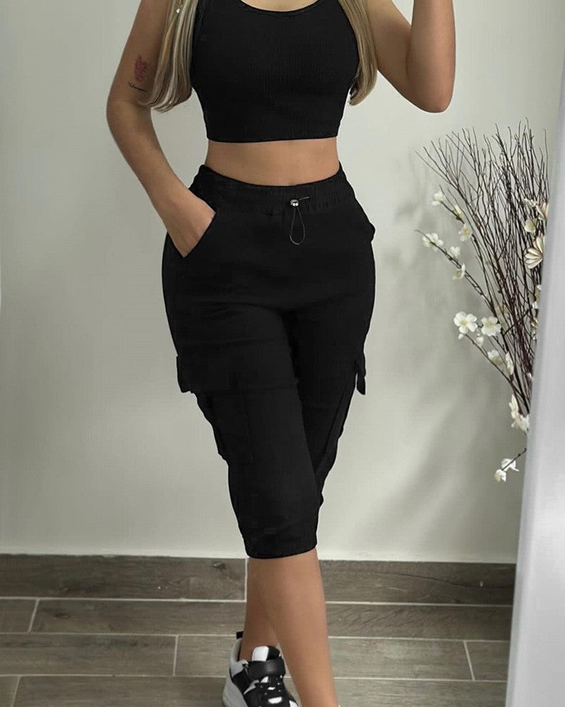Pantalon Femme Cropped Multi-poches