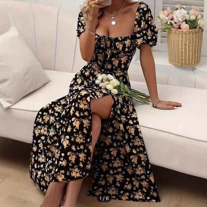 Robe Fleurie Fendue d'Été