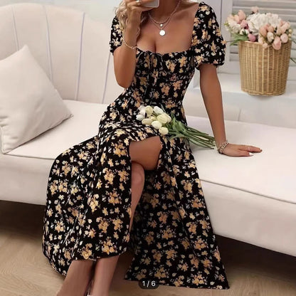 Robe Fleurie Fendue d'Été