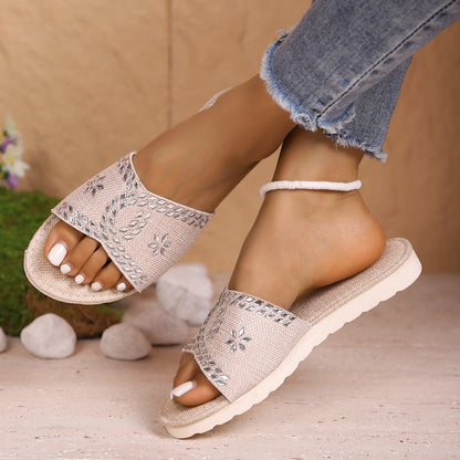 Sandales Compensées Strass Confort Femme