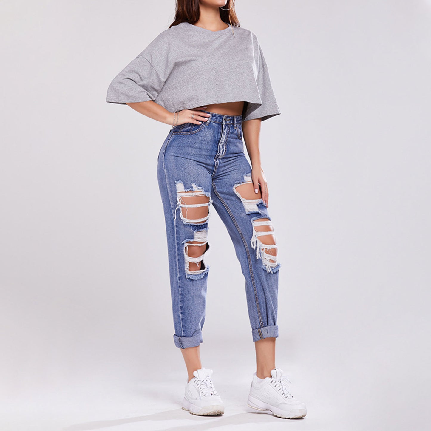 Jean Droit Taille Haute Sculptant