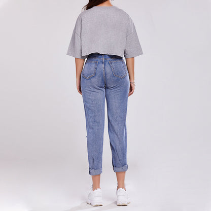 Jean Droit Taille Haute Sculptant